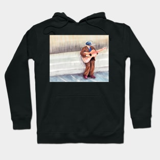 Old man playing guitar Hoodie